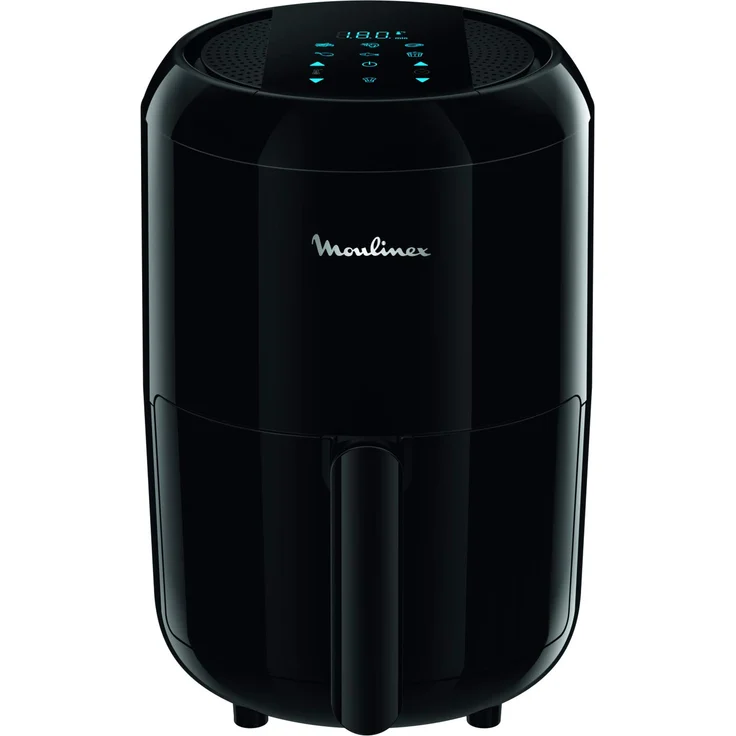 Moulinex EZ3018 Easy Fry Compact Precision, Elektrische Fritteuse, Zubereitungen mit wenig oder ohne Öl, ultra-kompakte Größe, 6 voreingestellte Modi, Kapazität 1,6L, Touchscreen Display, Schwarz