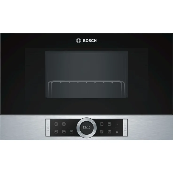 Bosch BEL634GS1 Serie 8 Mikrowelle mit Grill, Einabugerät, 900 Watt, 21 Liter Garraum, Türanschlag Links, 10 voreingestellte Automatikprogramme, edelstahl – Bild 1