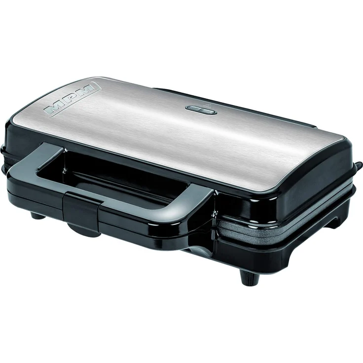 MPM MGO-20M Professionelles Waffeleisen für 2 Dicke belgische Waffeln, antihaftbeschichtete Platten, automatische Temperaturregelung, Edelstahlgehäuse, 1000W, 1000, Black-Silver – Bild 1