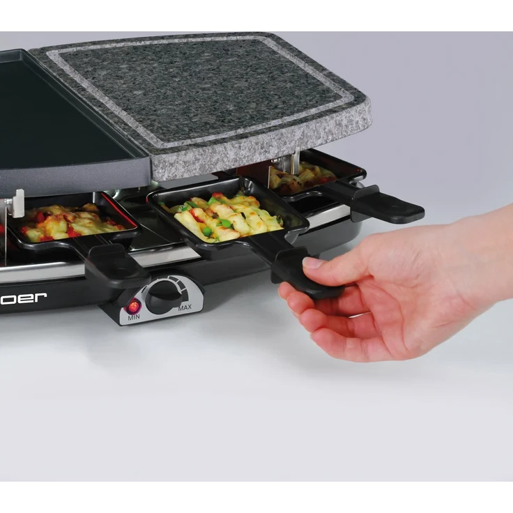 Cloer 6435 Raclette mit Naturstein - 1200 W - 8 antihaftbeschichtete Raclettepfännchen – Bild 6