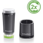 Foodsaver VS1192X Handheld, kabelloser und aufladbarer Vakuumierer für Lebensmittel mit Ladestation, 1 Frischebehälter & 5 Frischebeutel, schwarz