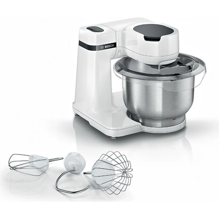 Bosch MUMS2EW00 Küchenmaschine mit Planetenrührwerk, 700W, 3,8L Edelstahlschüssel, 4 Geschwindigkeiten, weiß, Serie: MUMS
