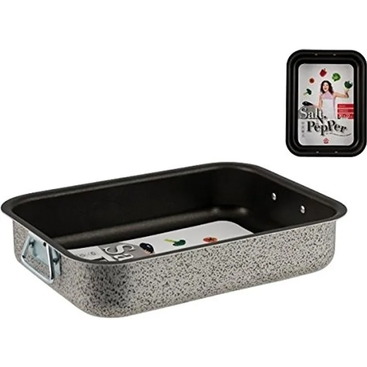 Home Salt Peper Bratform, Antihaftbeschichtung, 30 x 22 cm, Aluminium, schwarz-grau