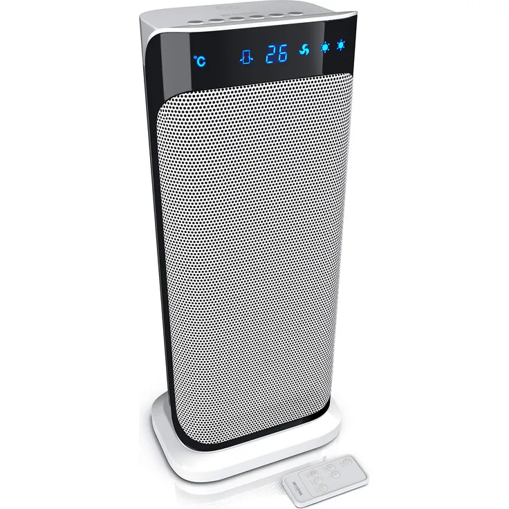 Brandson Heizlüfter mit Fernbedienung - Keramik-Heizlüfter Badezimmer energiesparend leise - Schnellheizer mit Oszillationsfunktion - 2x Heizstufen - Timer - Heizung Heater - GS-zertifiziert, Heizlüfter