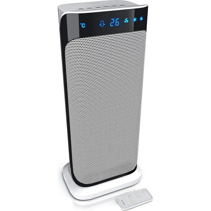 Brandson Heizlüfter mit Fernbedienung - Keramik-Heizlüfter Badezimmer energiesparend leise - Schnellheizer mit Oszillationsfunktion - 2x Heizstufen - Timer - Heizung Heater - GS-zertifiziert, Heizlüfter – Bild 1