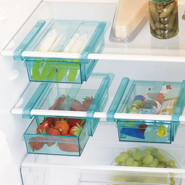 Klemm-Schublade für Kühlschrank 3er-Set transparent Schublade Aufbewahrungsbox Kühlschrankbox Schublade Aufbewahrungskiste Gemüsefach Kühlfach Gemüseschale Fach Zusatzfach