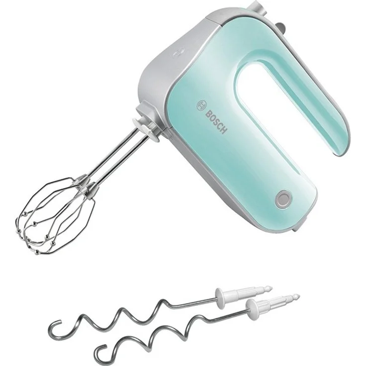 Bosch MFQ40302 Handrührer Styline, 5 Geschwindigkeiten, 500 Watt, 2 Rührbesen, 2 Edelstahl-Knethaken, spülmaschinengeeignet, mint, turquoise-silber: Tests, Infos & Preisvergleich