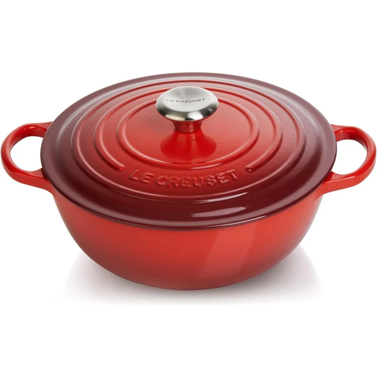 Le Creuset Signature Gusseisen-Bräter mit Deckel, Ø 26 cm, La Marmite, Rund, Für alle Herdarten und Induktion geeignet, Volumen: 4,1 l, Kirschrot – Bild 1
