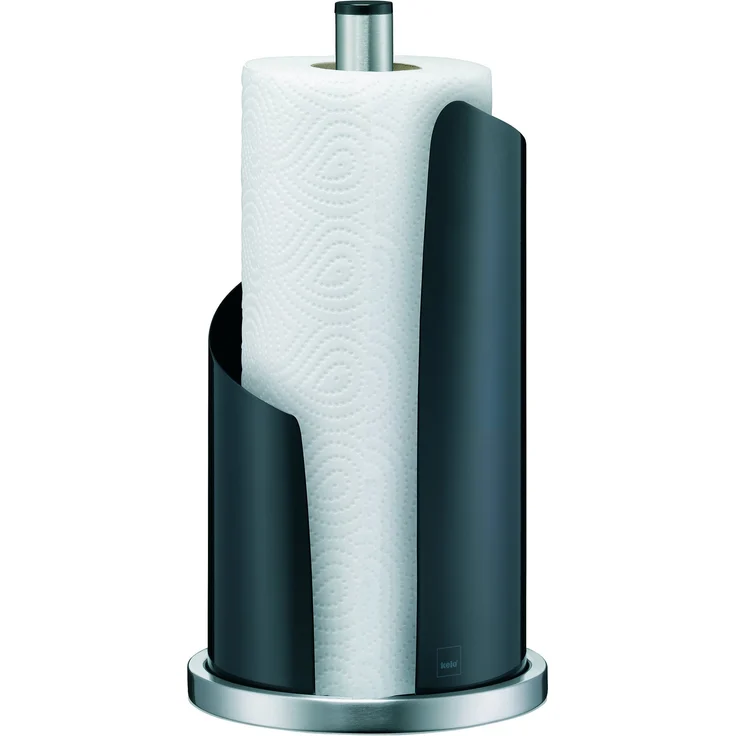 Kela 11200 Küchenrollenhalter, 15 cm Durchmesser, Edelstahl-Metall, Stella, Schwarz