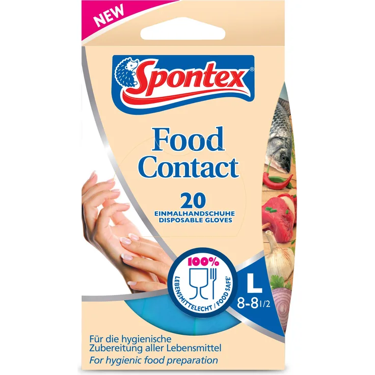 Spontex Food Contact Gr.L - 20 Einmalhandschuhe - lebensmittelecht - (3x20 Stk.)