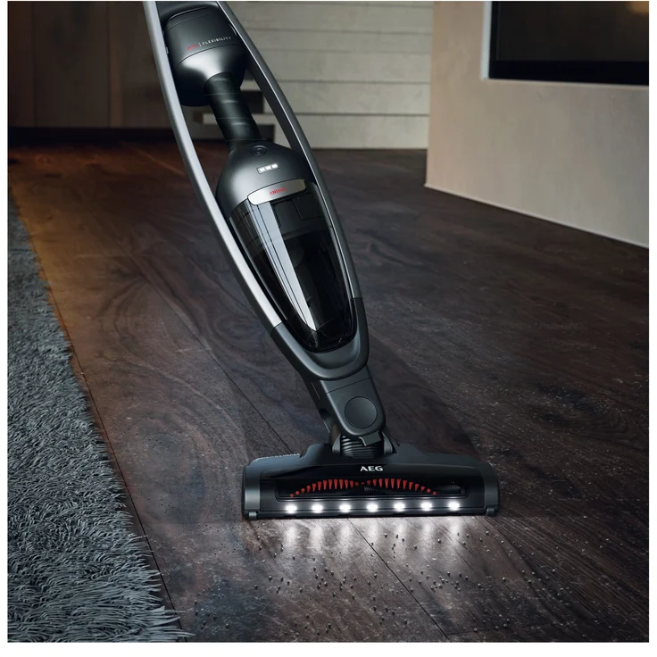 AEG QX9-1-ANIM Handstaubsauger, 55 min Akkubetrieb, LED-Frontlicht, 180° Drehgelenk, Bürstenreinigungsfunktion, freistehend, Shale Grey  – Bild 6