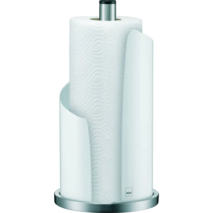 Kela 11201 Küchenrollenhalter, 15 cm Durchmesser, Edelstahl-Metall, Stella, Weiß
