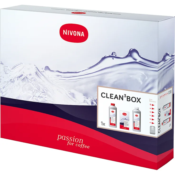 Nivona Clean³ Box - 1x Nivona Flüssig-Entkalker 0,5 ltr. - 1x Nivona Reiniger CreamCleaner 0,5 ltr. - 1x Reinigungstabletten á 10 Stück