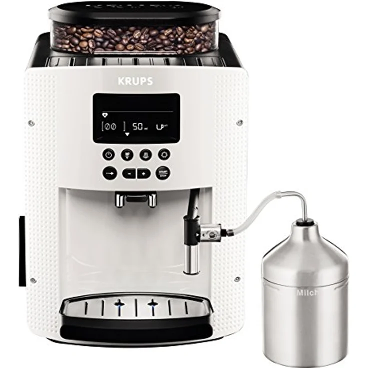Krups EA8161 Kaffeevollautomat (1,8 l, 15 bar, LC Display, AutoCappuccino-System), weiß, mit Milchsystem und integriertem Mahlwerk – Bild 3