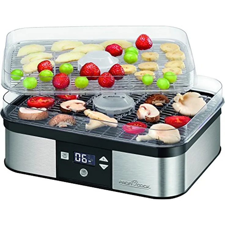 ProfiCook PC-DR 1116 Dörrautomat, 7-stufige elektronische Temperatureinstellung, Umluftgebläse, Umluftfunktion, Timer, LCD-Display, variabler Einsatz, Edelstahlgehäuse, 350 Watt – Bild 2
