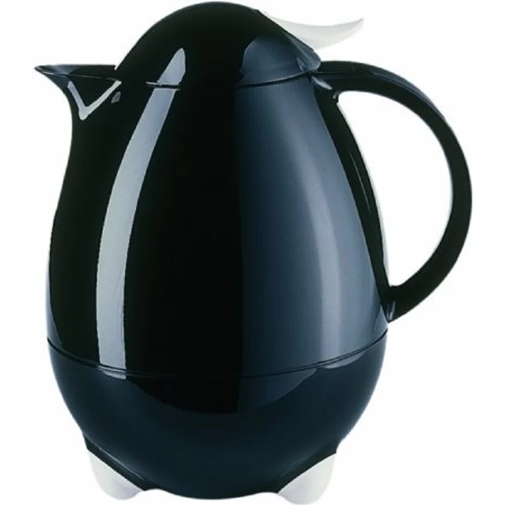 Leifheit Columbus 1, 0 L Isolierkanne, 100% dicht, Thermoskanne mit bewährter Aromataste, praktisches Öffnen und Schließen mit einer Hand, Kaffekanne, Teekanne, schwarz, hochglanz – Bild 1