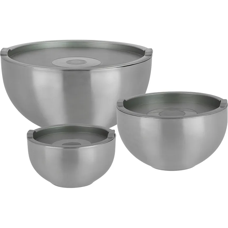 GSW 824019 THERMOSCHÜSSEL-Set mit Kunststoffdeckel 6-teilig, Edelstahl, silber, 26 cm, 6-Einheiten