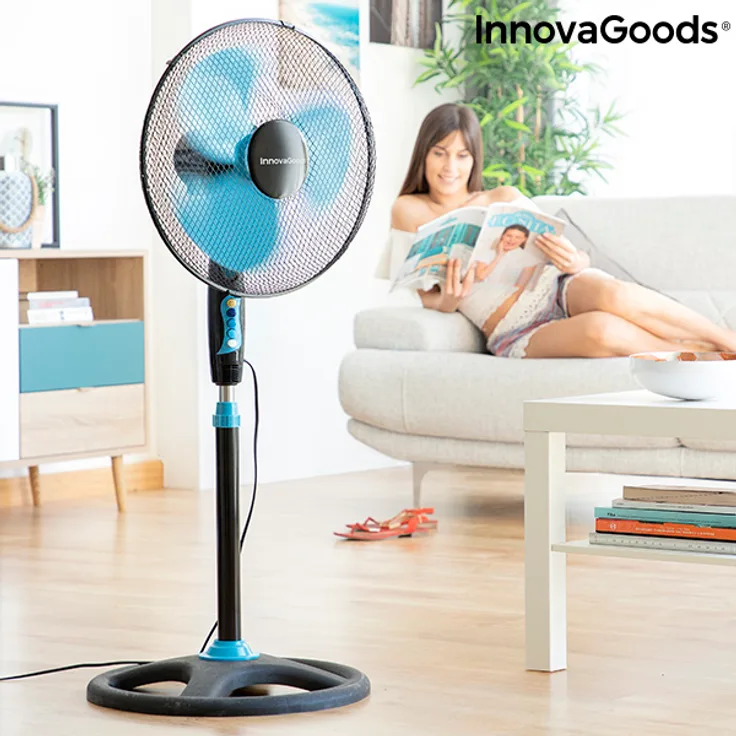 Freistehender Ventilator InnovaGoods Ø 40 cm 50W Schwarz blau