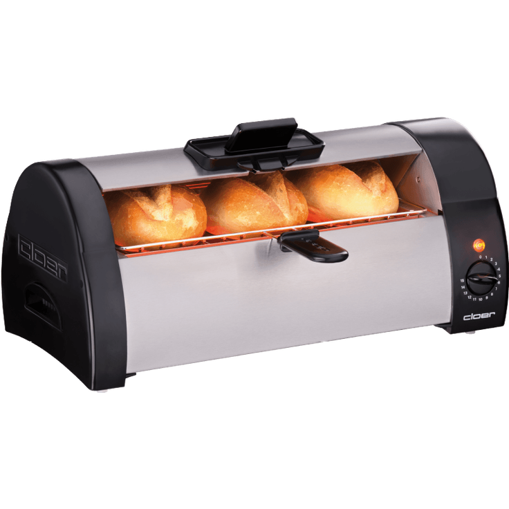Cloer 3080 Brötchenbäcker zum Aufbacken von Brötchen, Kuchen oder Hefeteilchen 570 W, mattiertes Edelstahlgehäuse