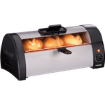 Cloer 3080 Brötchenbäcker zum Aufbacken von Brötchen, Kuchen oder Hefeteilchen 570 W, mattiertes Edelstahlgehäuse