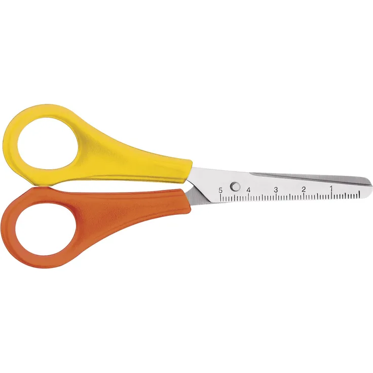 Westcott E-21593 00 Lefty Kinderschere für Linkshänder, 13 cm, runde Spitze, Maß 5 cm, rot-gelb