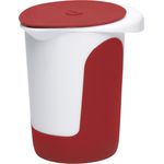Emsa 508017 Quirltopf mit Deckel, 1 Liter, Abriebfeste Skala, Weiß-Rot, Mix & Bake