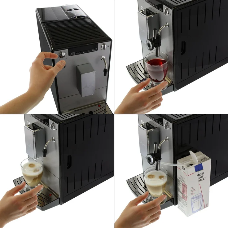 Melitta Caffeo Solo & Perfect Milk E957-103 Schlanker Kaffeevollautomat mit Auto-Cappuccinatore und integriertem Mahlwerk | Automatische Reinigungsprogramme | Automatische Mahlmengenregulierung | Silber, mit Milchsystem – Bild 4
