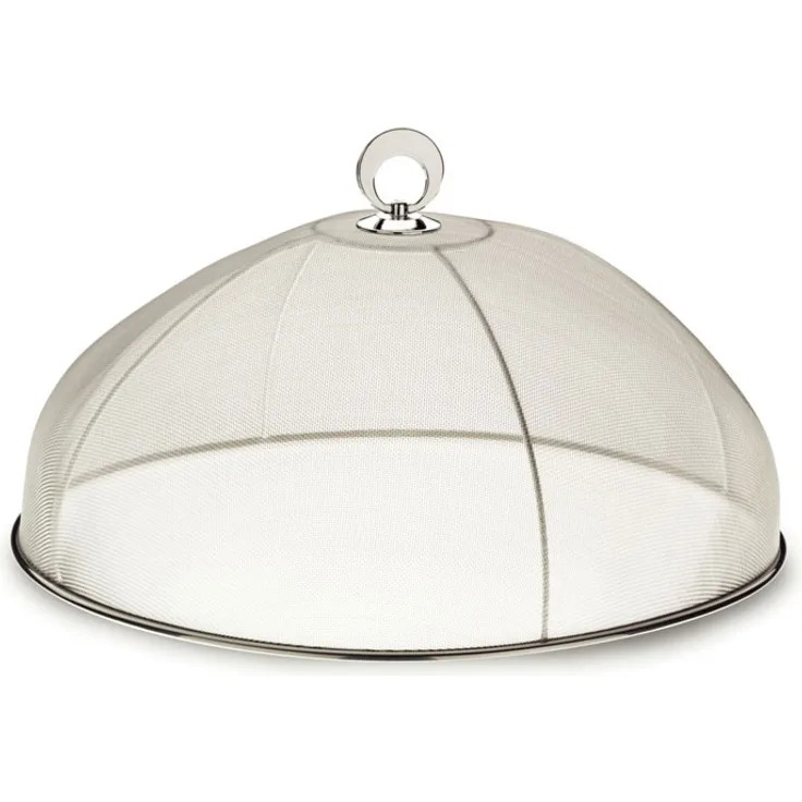 Kela 11444 Abdeckhaube mit Griff, 35 cm Durchmesser, Extra kleine Löcher, 18-10 Edelstahl, Cara, Silber