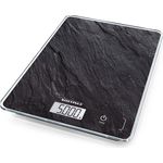Soehnle Page Compact 300 Slate, digitale Küchenwaage, Schiefermuster, Gewicht bis zu 5 kg, Haushaltswaage mit patentierter Sensor-Touch-Funktion, elektronische Waage inkl. Batterien, grau