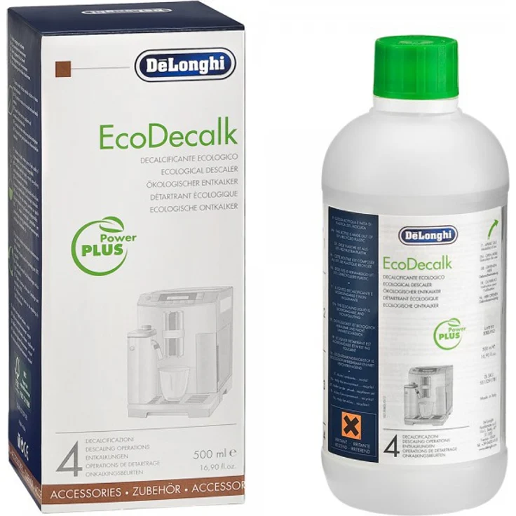 De'Longhi Original EcoDecalk DLSC500 Entkalker für Kaffeemaschinen & Kaffeevollautomaten, Universal Kalklöser für 5 Entkalkungsvorgänge, enthält nur natürliche Rohstoffe pflanzlichen Ursprungs, 500 ml – Bild 1