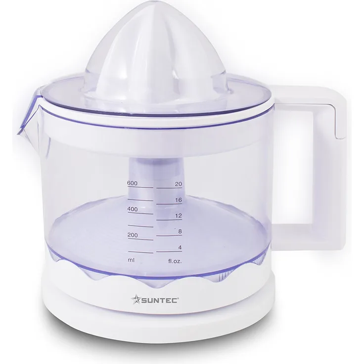 SUNTEC Zitruspresse ZIP-8427 comfort [Ideal für frische Säfte mit vollem Nährstofferhalt, hohe Saftausbeute, abnehmbarer Saftbehälter (0,6 l), inkl. Sieb für Fruchtfleisch, max. 30 Watt]