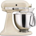 KitchenAid Artisan 5KSM175PSEAC Küchenmaschine mit Direktantrieb, 4,8 L Edelstahlschüssel, inkl. 3 L polierte Schüssel, Spritzschutz, 10 Geschwindigkeiten, creme, Serie: 5KSM175PS