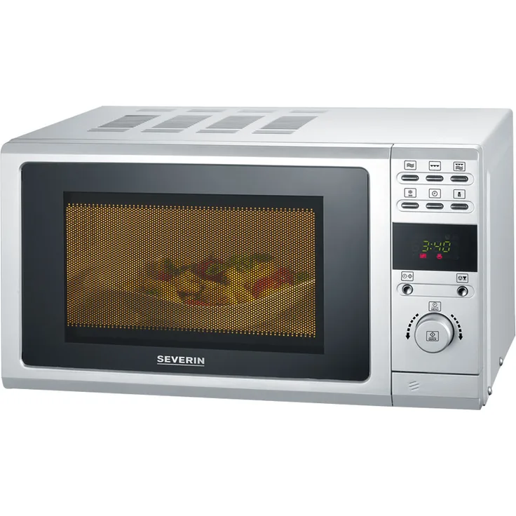 Severin MW9284 Kombi-Mikrowelle mit Grill, Standgerät, 20 Liter Garraum, 700 Watt, Auftauen, silber