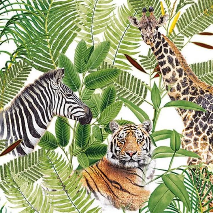 20 Servietten Giraffe Zebra Tiger Afrika Safari 33cm