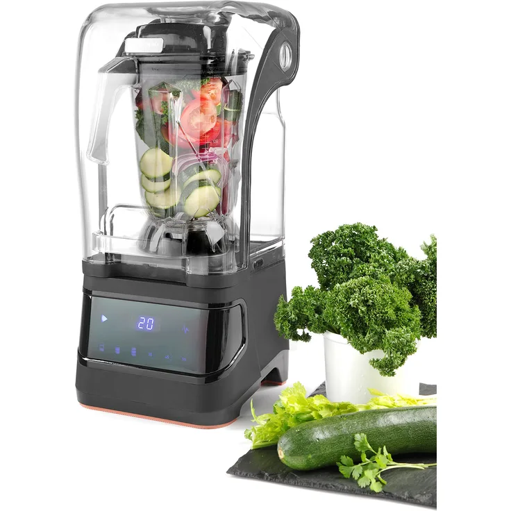 HENDI Standmixer, Touch, mit schalldämmender Schutzhaube, temperaturbeständig -40?C bis 90?C, Smoothie-Cocktails-Desserts, 252x258x(H)547mm, ABS Kunststoff, Polycarbonat