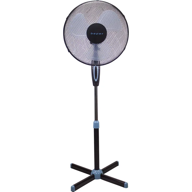 Beper P206VEN100 Standventilator, Schwarz, 3 Flügel, 3 Geschwindigkeiten, Durchmesser 40 cm, Oszillation, Black Stand Fan