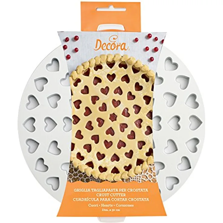 Decora Gitter Ausstecher Herzen, Kunststoff, weiß, 30 cm Kuchen