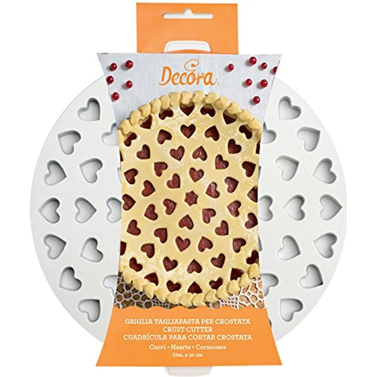 Decora Gitter Ausstecher Herzen, Kunststoff, weiß, 30 cm Kuchen – Bild 1