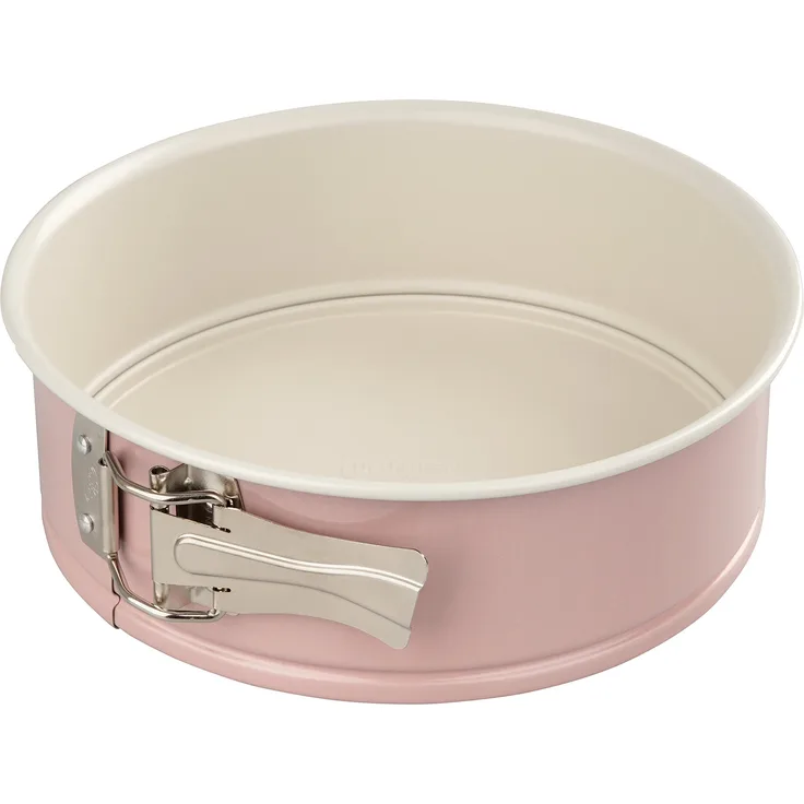 Dr. Oetker Springform Ø 20 cm mit Flachboden, runde Kuchenform aus der Serie ''Modern Baking - Retro Design'' mit zweifarbiger, keramisch verstärkter Premium-Antihaftbeschichtung (Farbe: Rosa-Creme), Menge: 1 Stück