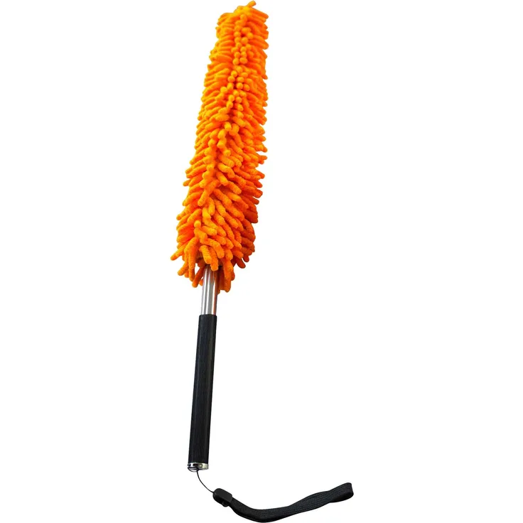 Staubwedel mit ausziehbaremTeleskop-Stiel und flexiblen Köpfen Orange