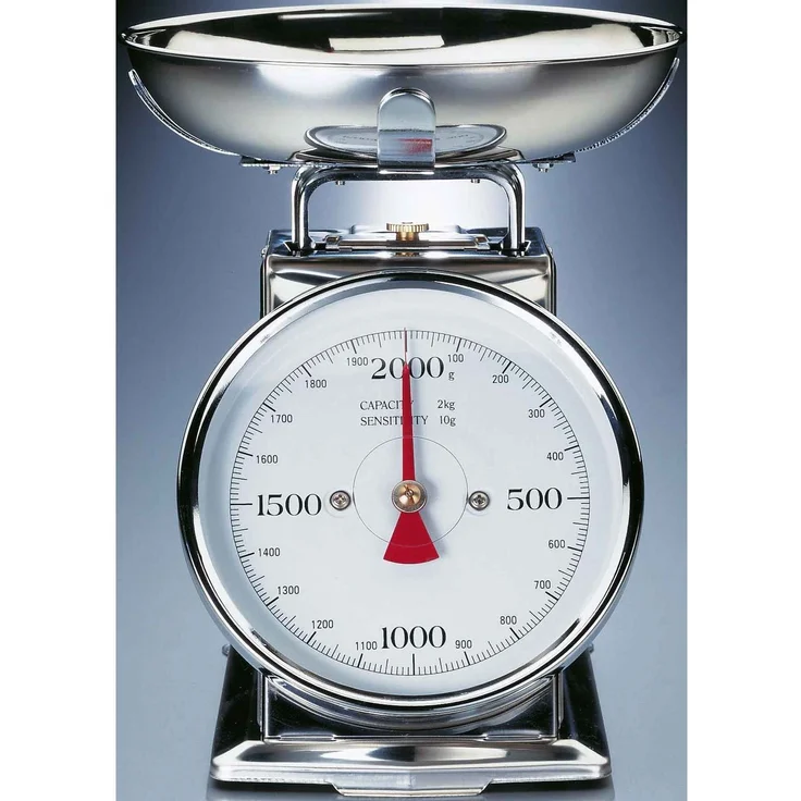GASTROBACK 30102 Classic Waage, 2 kg, Küchenwaage, analog, mit Wiegeschale, poliert, Edelstahl Silber – Bild 2