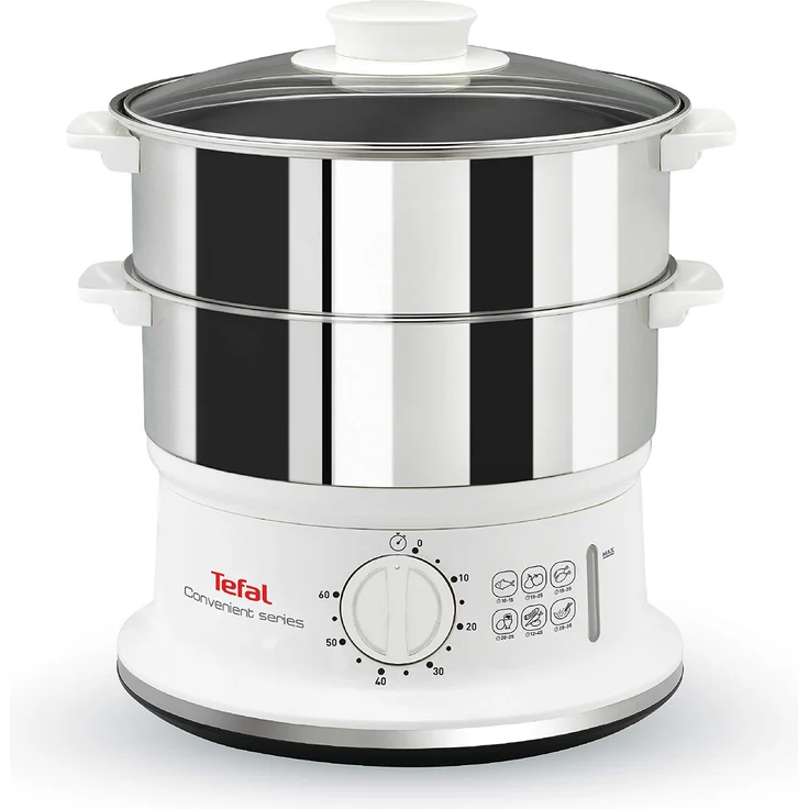 Tefal VC1451 Convenient Series Dampfgarer Volumen: 6l, Timer, 2 Behälter, Wasserstandsanzeige weiß-edelstahl – Bild 1