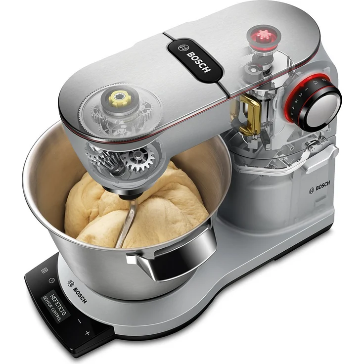 Bosch MUM9DT5S41 OptiMUM Küchenmaschine, 1500W, 7 Geschwindigkeiten, Durchlaufschnitzler, Standmixer-Aufsatz, 5,5 L Edelstahlschüssel, silber, Serie: MUM9 – Bild 4