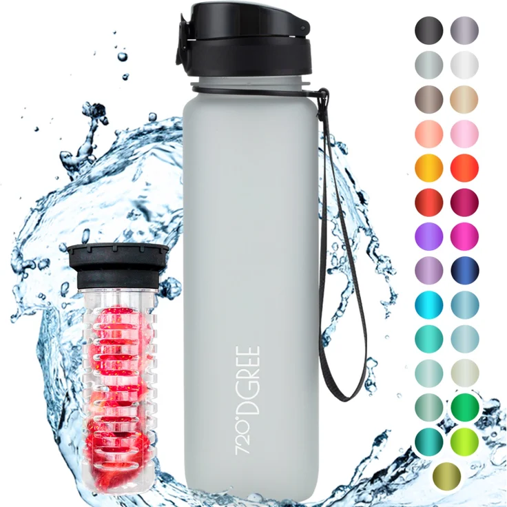 720 DGREE Trinkflasche Wasserflasche Fruchteinsatz 1Liter - BPA-Frei uberBottle light gray – Bild 1