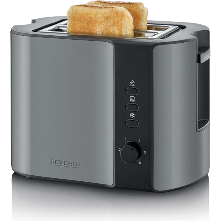 Severin AT 9541 Automatik-Doppelschlitztoaster, 800W, inkl. Brötchen-Röstaufsatz, 2 Röstkammern), metallic grau-schwarz