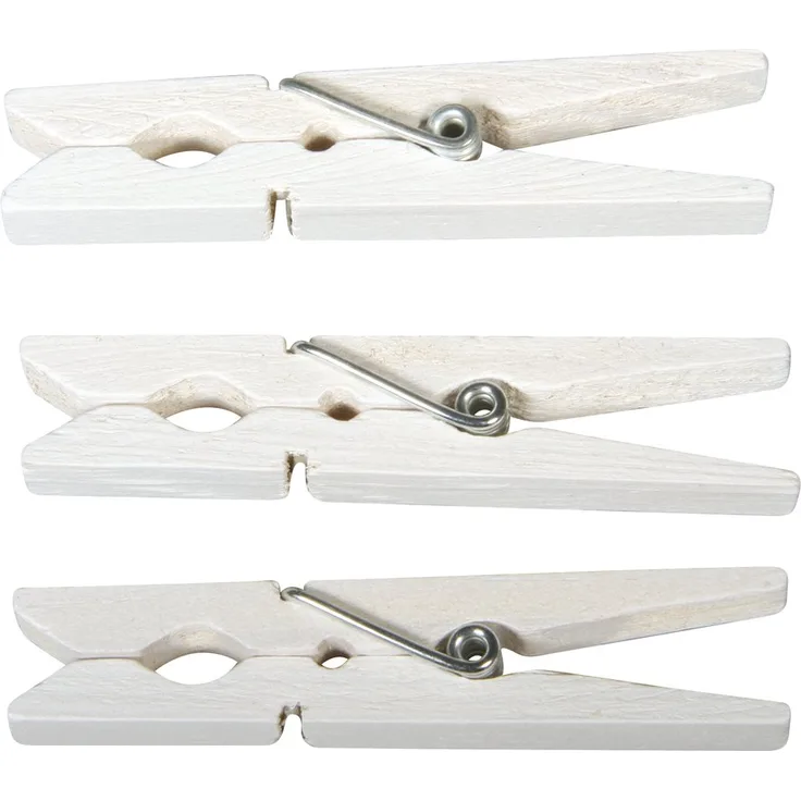 Rayher 6131602 Holz-Wäscheklammern, 72 mm, SB-Btl 18 Stück, weiß