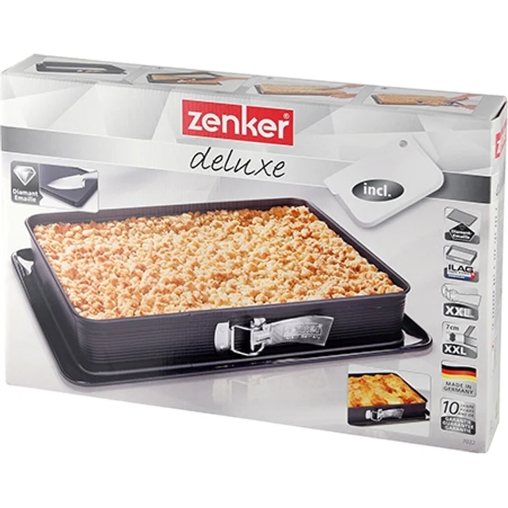 Zenker Rechteck-Springform DELUXE, eckige Premium-Backform mit liertem Boden und Auslaufschutz, Kuchenform mit Antihaftbeschichtung (Farbe: Schwarz metallic), Menge: 1 Stück – Bild 8