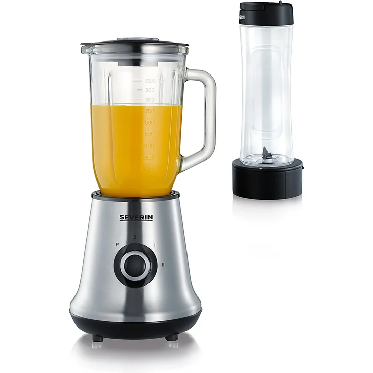 SEVERIN Multimixer SM 3737 mit Smoothie Mix & Go (Inkl. 1 L Mixbehälter und 600 ml Trinkbecher mit Deckel, ca. 500 W) edelstahl-schwarz – Bild 2