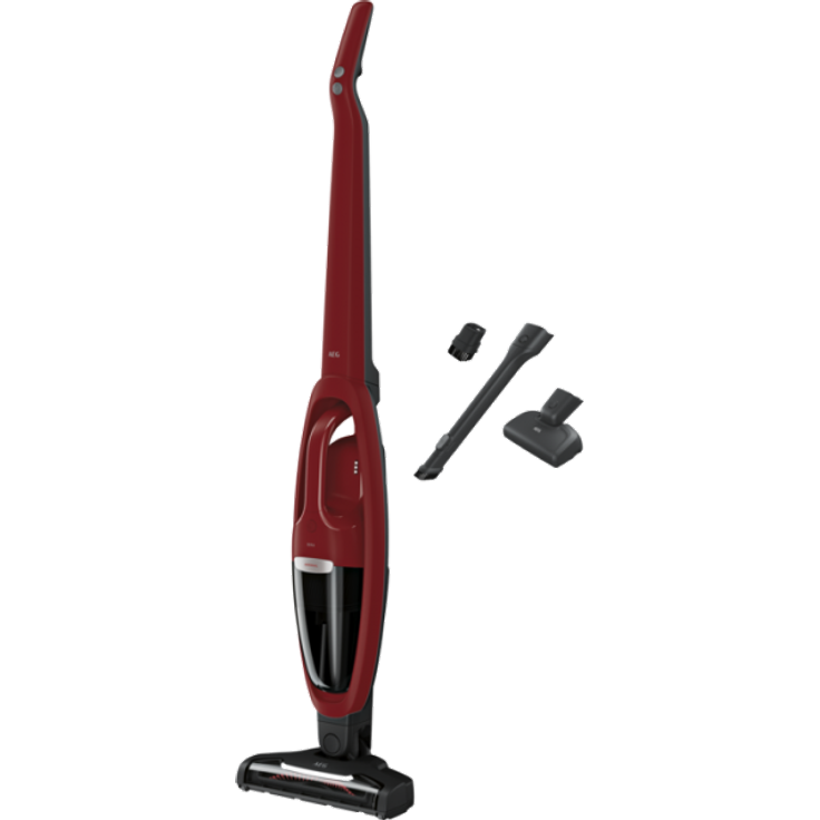 AEG QX6-ANIM Handstaubsauger, 45 min Akkubetrieb, Zyklon-Technologie, Bürstenreinigungsfunktion, freistehend, Chili Red
