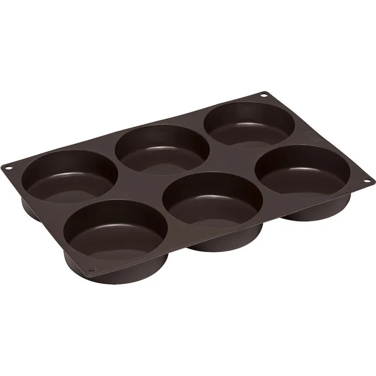 Lurch 85086 FlexiForm Burger Buns - Backform aus Silikon für 8,5 cm Pattys, 6-Fach, Braun